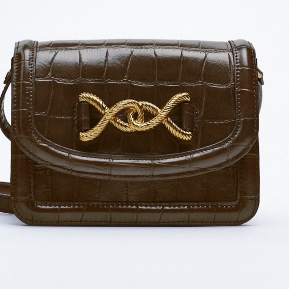 Zara Elegant Brown Leather Crossbody Bag - Picture 5 of 12
